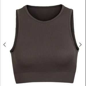 NWT - SKIMS - STRETCH RIB HIGH NECK BRA - SOOT